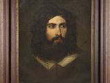 a painting of a bearded man with a beard in a wooden frame