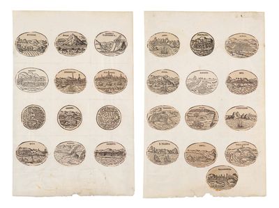 two drawings of different types of coins on a piece of paper
