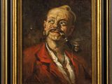 un tableau représentant un homme avec une pipe à la bouche