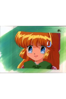 a cartoon picture of a girl with blue eyes