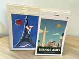 two posters of the city of buenos and a picture of the eiffel tower