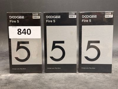 three boxes of black and white fire extinguisors with numbers on them