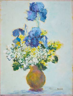 Nael HANNA (né en 1959) "Fleurs dans un vase"' Huile sur toi…