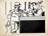 drawing of a man in a fedora talking to a man in a fedora