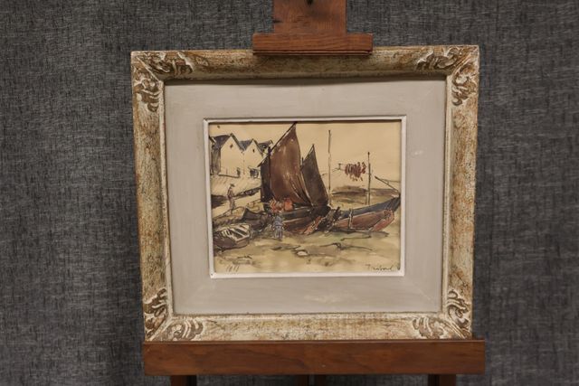 École Bretonne XXème « Port de Tréboul ». Signée en bas à gauche ...