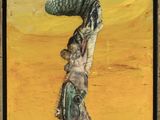 an image of a painting of a snake on a tree trunk