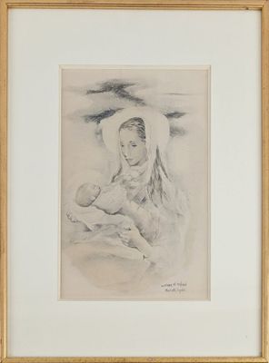 l'image d'un dessin représentant une femme tenant un bébé