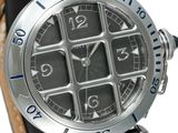 a close up of a wrist watch with a black dial