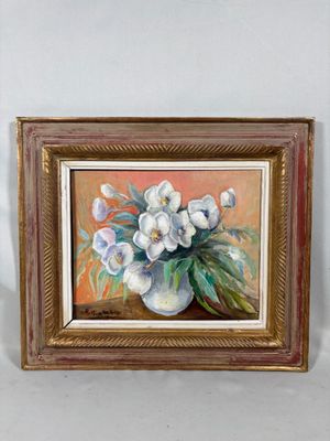 une image d'une peinture de fleurs dans un vase
