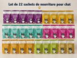 Lot de 22 sacs de nourriture pour chat