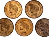 four different types of gold coins on a white background