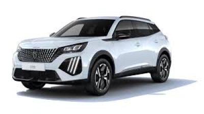 a white suv parked on a white surface with a white background