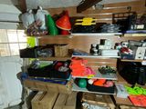 a garage with a lot of boxes on the floor