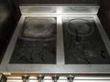 a stove with two burners on it in a kitchen