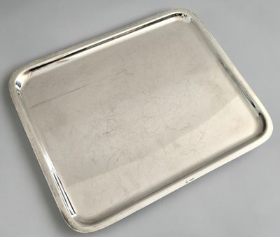 plateau de service plaqué argent avec poignées