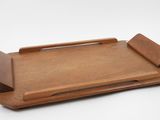 wooden serving tray with handle on a white background