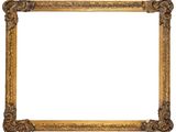 un cadre photo en vieil or sur fond blanc