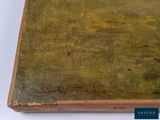 an image of a painting of a field with a bird on it