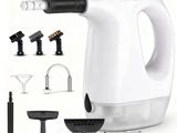 un mixeur plongeant électrique blanc et noir avec divers accessoires