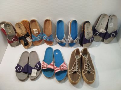 de nombreuses paires de chaussures alignées sur une étagère