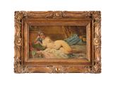 an image of a painting of a naked woman laying on a bed