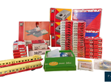 many different types of toy trains in the box