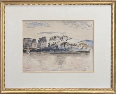 Maurice ASSELIN (1882-1947) "Vue de manoirs près d'un pont à…
