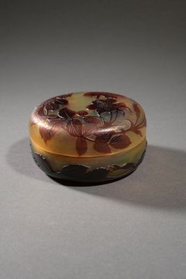a brown and yellow box sitting on a table