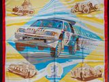 une image d'une affiche vintage représentant une voiture de course