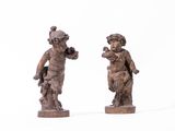 paire de figurines anciennes en bronze représentant des chérubins et des chérubins
