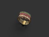 une bague en or sertie de pierres multicolores