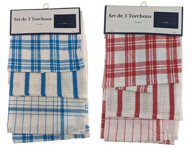 Lot de 60 torchons 100% coton à rayures. - Photo 1