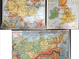 three maps of europe and the united states on a black background