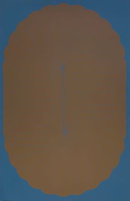 an image of a painting of a clock on a blue background