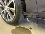 a close up of a tire with a measuring tape on it