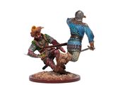 figurine représentant un homme et une femme se battant à l'épée