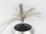an image of a white feather on top of a silver object
