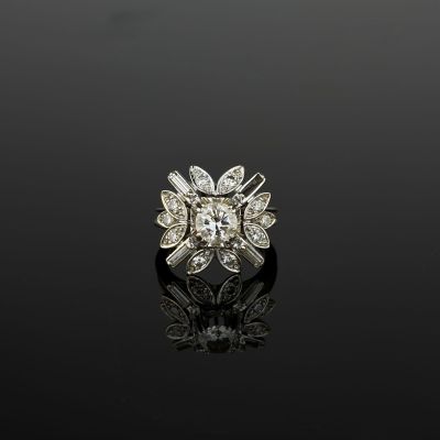 a diamond and white gold ring