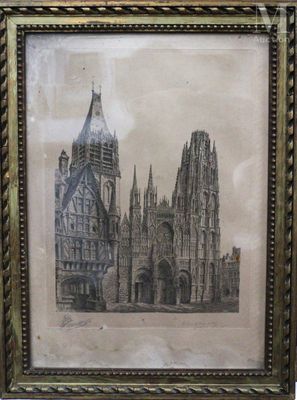 Eau forte et burin Encadrée Illustration : 32,5 x 24,5 cm.