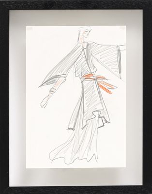 dessin représentant une femme en robe longue tenant un parapluie
