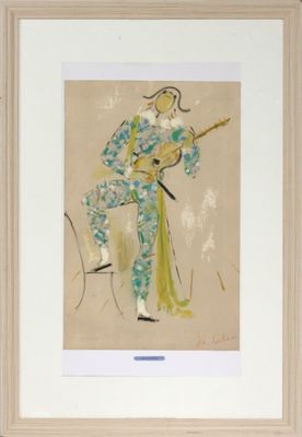 une image représentant un tableau d'une femme avec une guitare