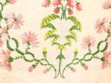 a picture of a table cloth with flowers on it