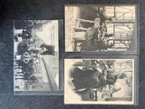 three old black and white photos of a group of people on a boat