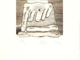 a drawing of a bag of food on a table