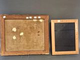 an old picture frame with a chalk board and a picture frame with a chalk board
