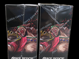 two packs of one piece card game cards on display