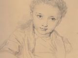 portrait of a young boy in a white shirt and a yellow scarf
