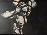 un tableau représentant un homme tenant une batte de baseball à la main