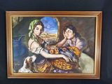 un tableau représentant deux femmes avec un panier de fruits