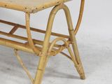 a small table with a wooden top on a white floor